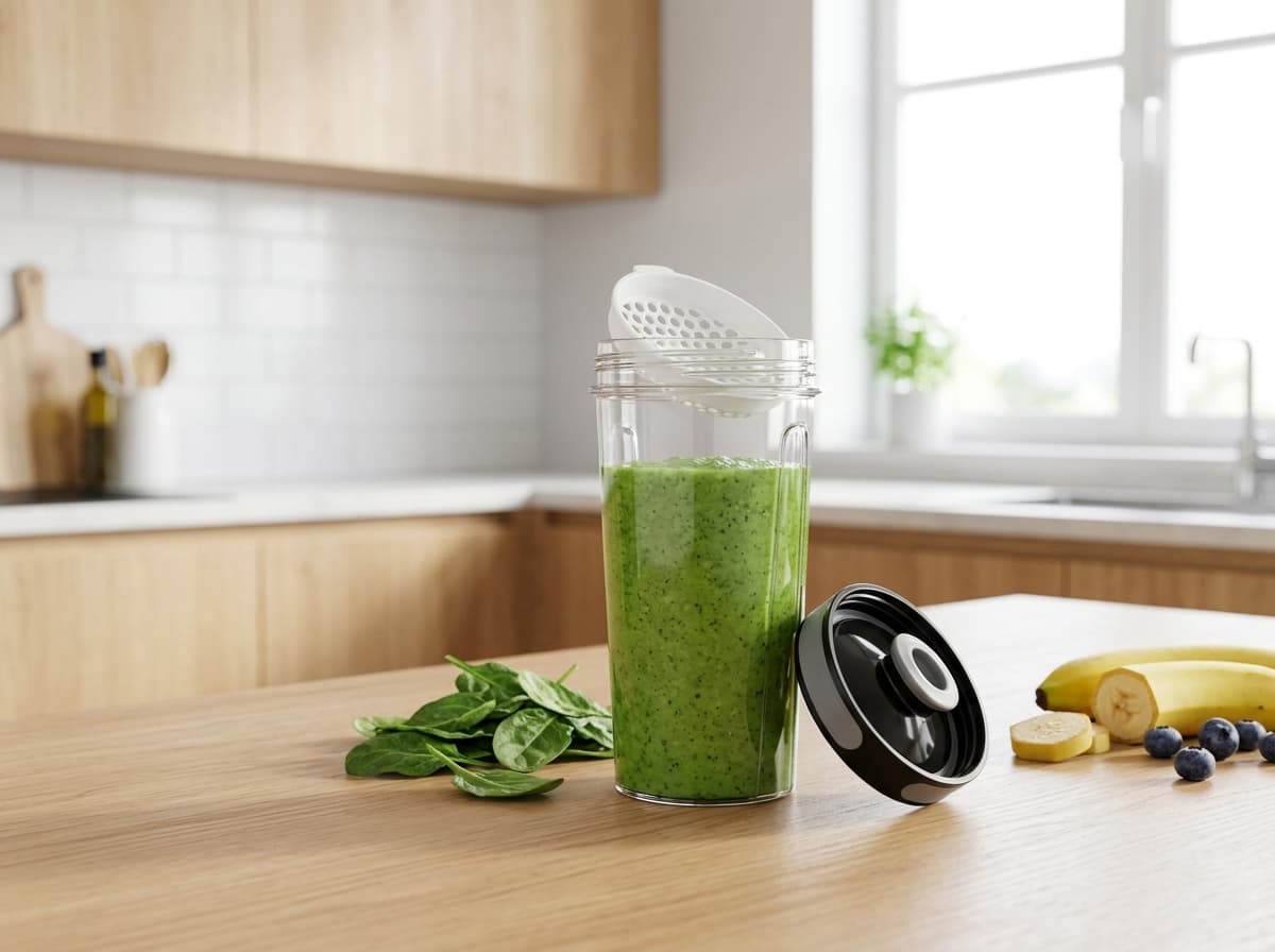 BPA-free EU-certified protein shaker with pro-grade sieve and rounded inner edges