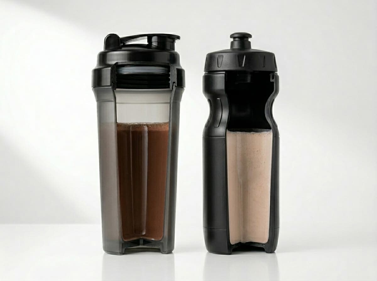 Close-up of the reinforced wall thickness of a VYTE LABEL premium protein shaker