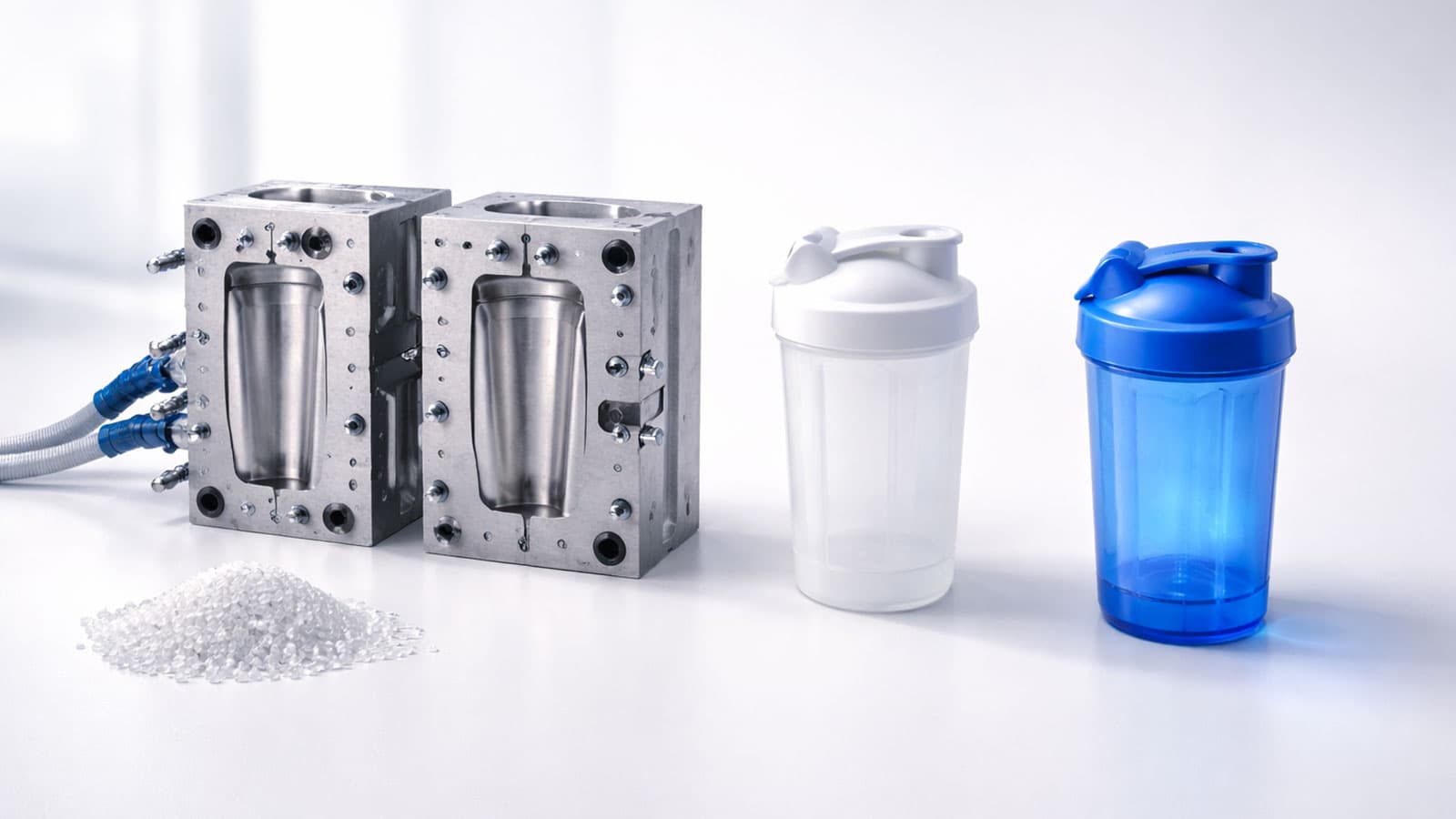 Produktionsprozess eines Protein-Shakers von der Idee bis zum fertigen Produkt