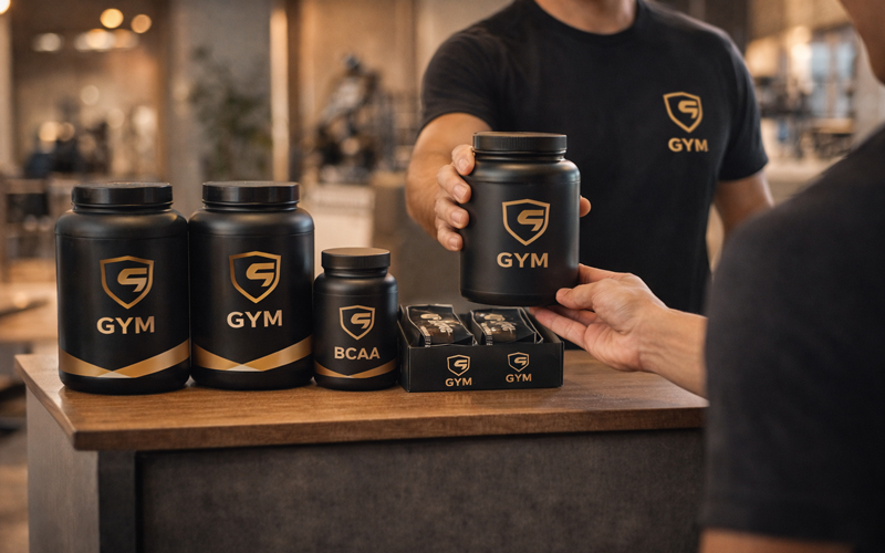 Fitnessstudio mit hauseigener Supplement-Linie